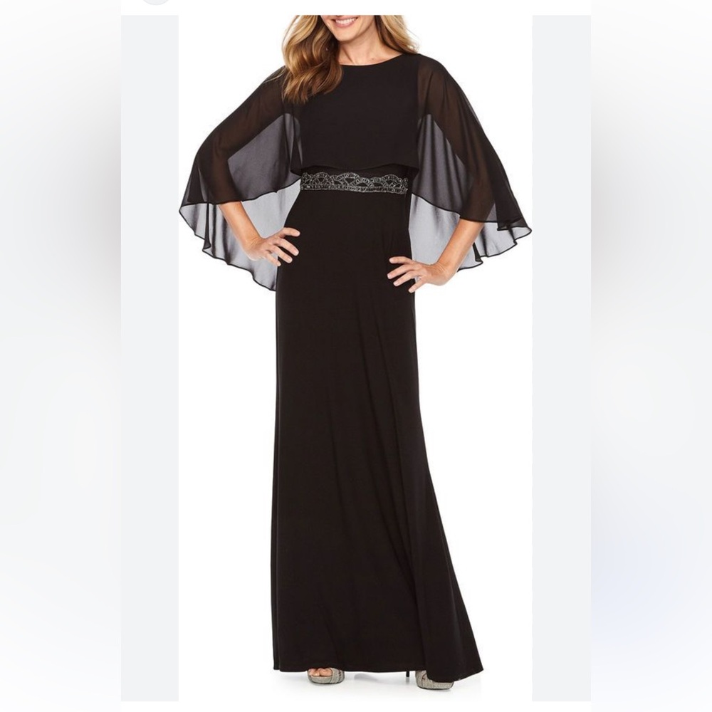 Melrose Bridal Womens Sleeveless Beaded Cape Evening Gown New With Tags Size 12